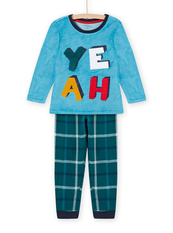 Saphirblaues Pyjama-Set mit YEAH-Motiv für Kind Junge MEGOPYJYEAH / 21WH1296PYJC211