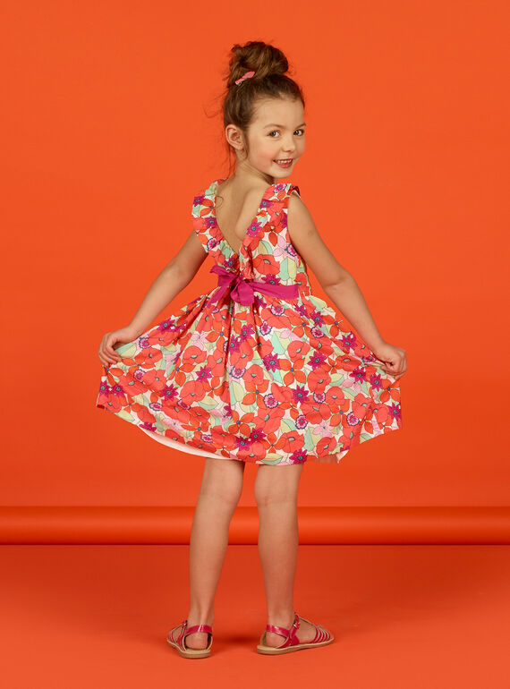 Ärmelloses Kleid für Mädchen mit Blumendruck LAVIROB1 / 21S901U1ROB000