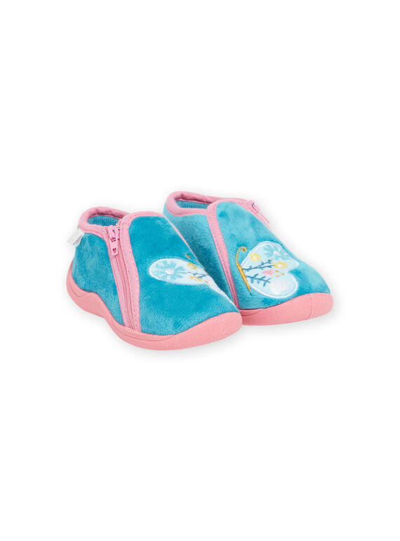Baby Mädchen azurblaue und rosa Schmetterlings-Pantoffeln NIPANTPAPILL / 22KK3723D0AC201