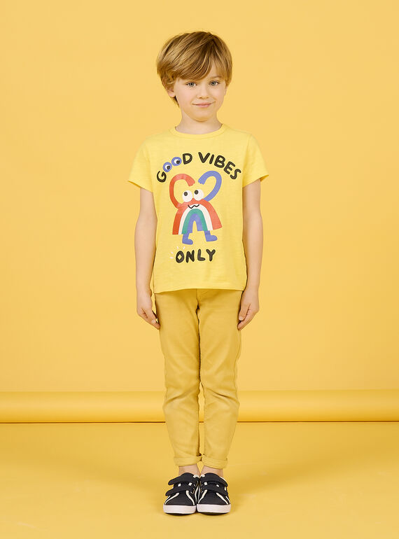 Vanille-T-Shirt mit Regenbogenmotiv Kind Junge NOLUTI3 / 22S902P4TMC114