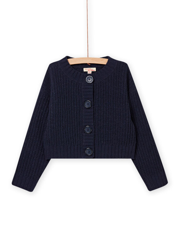 Strickjacke aus nachtblauem Mesh kind mädchen NAJOCAR2 / 22S90162CARC205