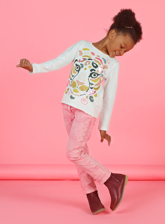 Pinke Mädchenjeans mit Acid-Wasch-Effekt MAKAJEAN / 21W901I1JEAD305