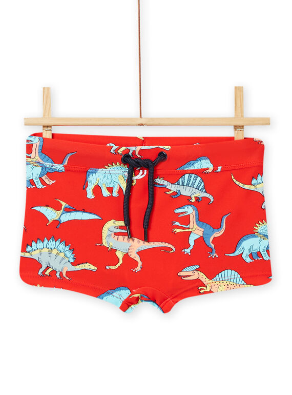 Rot-orangefarbener Badeanzug mit Dinosaurieraufdruck für Kind Junge NYOMERSHODIN / 22SI02L4MAIF527