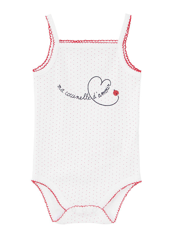 Weißer Baby-Body mit Trägern für Mädchen JEFIBODCOC / 20SH13V3BDL000
