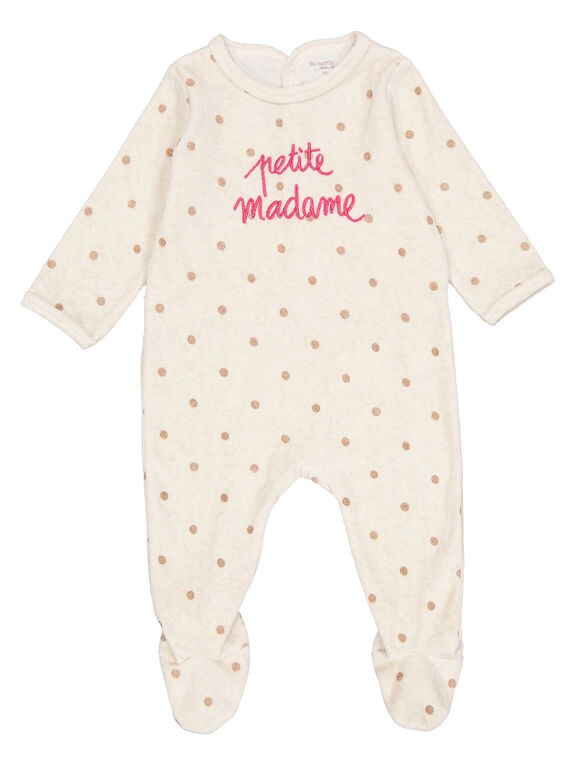 Naturweiß melierter Samtstrampler für Babys Mädchen GEFIGREANI / 19WH13N5GREA011