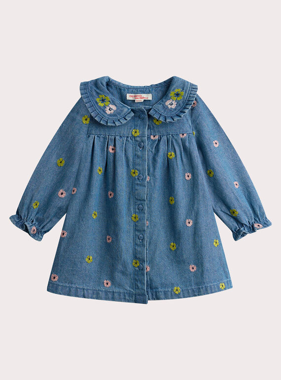 Besticktes Kleid aus Denim für Baby-Mädchen VIGAROB1 / 24WG0913ROBP274