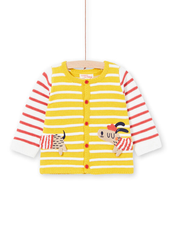 Baby Junge gelb gestreifte Strickweste LUNOGIL / 21SG10L1GIL106