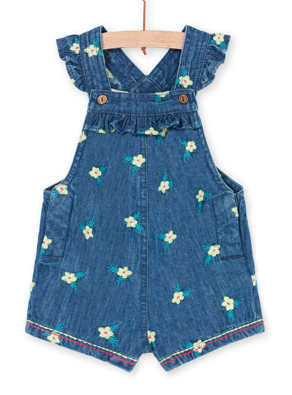 Dunkelblaue Denim-Latzhose mit Blumendruck für Babymädchen LIVERSAL / 21SG09Q1SALP274