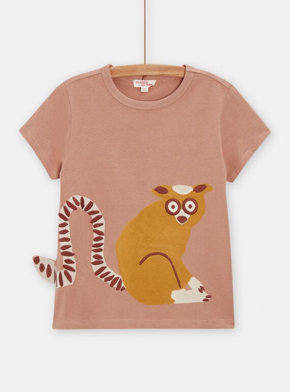 Rosa T-Shirt für Jungen mit Lemuren-Animation TOCRITI1 / 24S902L1TMC413
