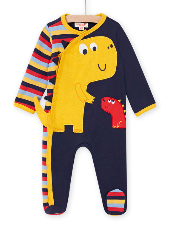 Mitternachtsblau gestreifter Strampler mit Dinosaurier-Print für Baby-Jungen MEGAGREDIN / 21WH1432GREC205