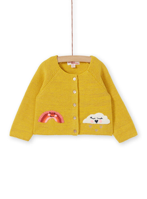 Baby Mädchen gelb und Lurex Strickweste LINAUCAR1 / 21SG09L2CAR106