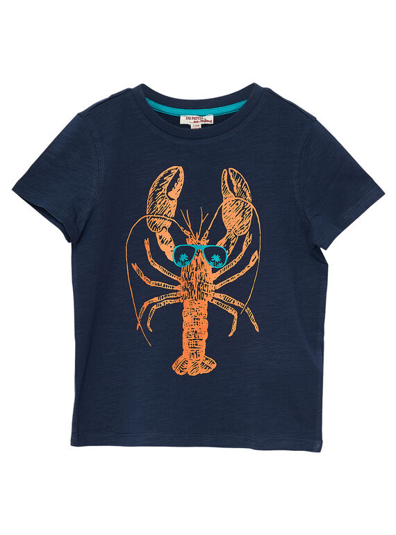 Marineblaues kurzärmeliges T-Shirt für Jungen, mit Hummer JOJOTI6 / 20S90243D31705