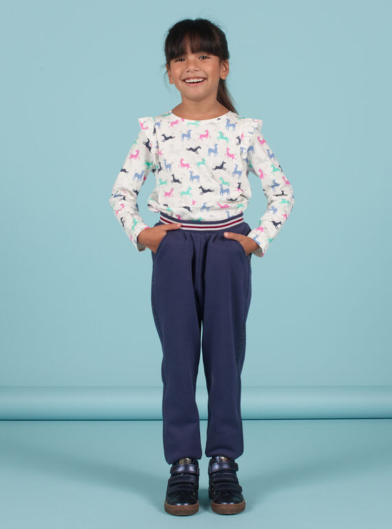 Einhorn-T-Shirt für Mädchen in Ecru und Rosa MAPLATEE3 / 21W901O2TML001