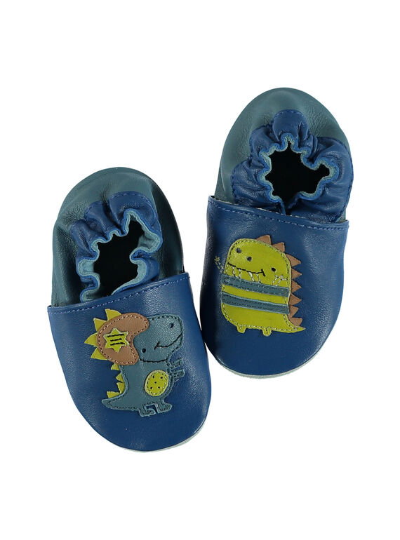 Weicher Lederslipper blau Baby Junge GNGDINO / 19WK38Z4D3SC218