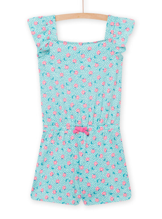 Jumpsuit für Kind Mädchen mit blauem Delfin und geblümtem Tupfenmuster NAFICOMB / 22S901U1CBL219
