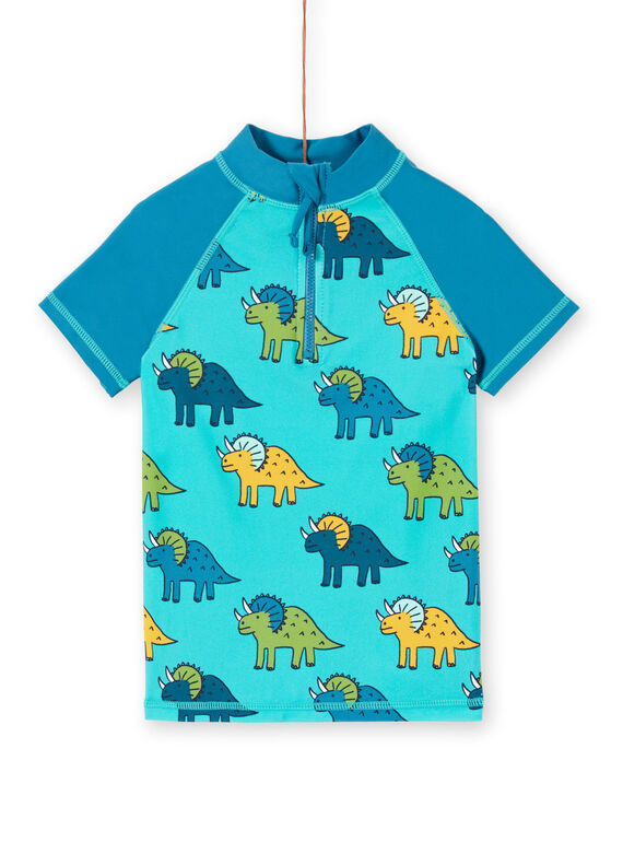 Anti-UV-T-Shirt in Blau und Türkis für Jungen LYOMERUVTIDIN / 21SI02D1TUVC215