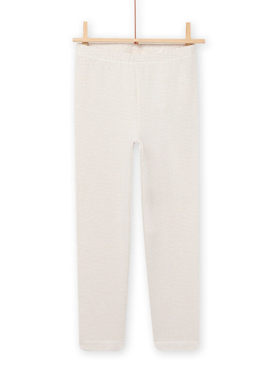 Kind Mädchen ecru gestreifte Leggings mit Lurex-Details NYAJOSLEG6 / 22SI0162CAL001