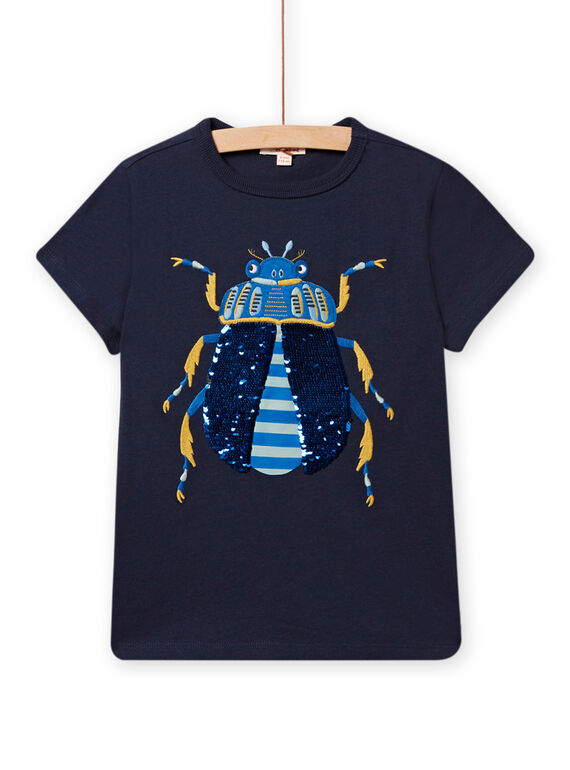 Mitternachtsblaues Käfer-T-Shirt mit Wendepailletten für Kinder Jungen NOSANTI5 / 22S902S3TMC705