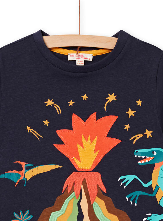 Nachtblaues kurzärmeliges Fantasie-T-Shirt für Kinder Jungen NOWATI3 / 22S902V3TMC705