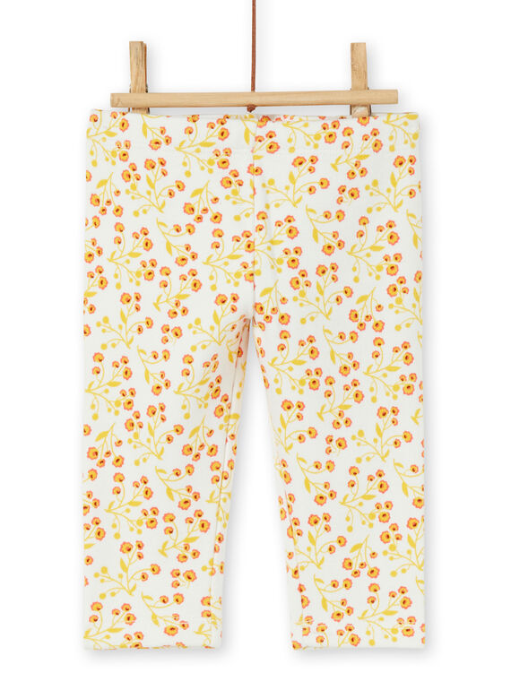 Leggings mit ecru und gelbem Blumendruck Baby Mädchen LINAUPAN / 21SG09L1PAN001