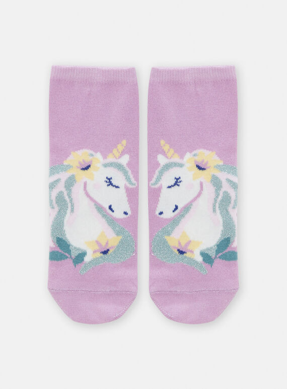 Lavendelfarbene Socken mit Einhornmuster für Mädchen TYAPOCHO1 / 24SI0186SOQ326