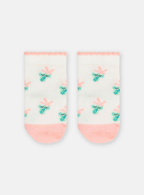 Weiße, rosa und grüne Socken mit Koala-Print für Baby-Mädchen TYICOSOQ / 24SI09C3SOQ001