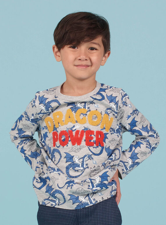 Graues und blaues Drachen-T-Shirt für Jungen MOPLATEE1 / 21W902O2TMLJ922