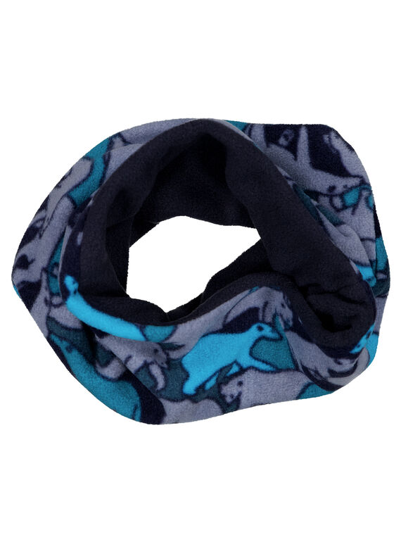 Marineblaues Fleece-Halsband mit Eisbärenmuster GYOSKISNO / 19WI02W1SNO705