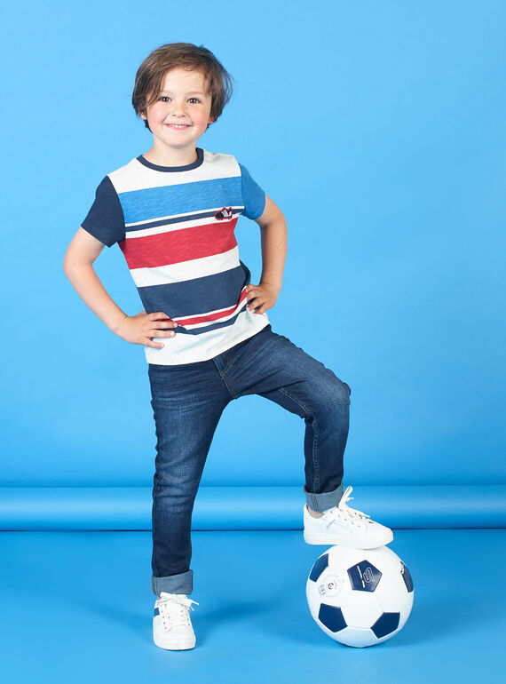 Grau und blau gestreiftes T-Shirt mit Streifen für Kinder und Jungen LOHATI2 / 21S902X1TMCJ920