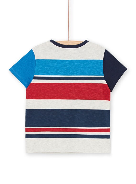 Grau und blau gestreiftes T-Shirt mit Streifen für Kinder und Jungen LOHATI2 / 21S902X1TMCJ920