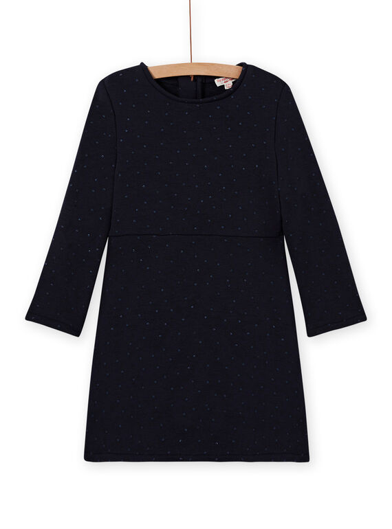 Marineblaues Fleece-Skaterkleid für Mädchen MAJOLROB1 / 21W901N3ROB070