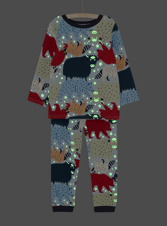 Marineblaues, phosphoreszierendes Pyjama-Set mit Tiermuster SEGOPYJFOR / 23WH1255PYJC236