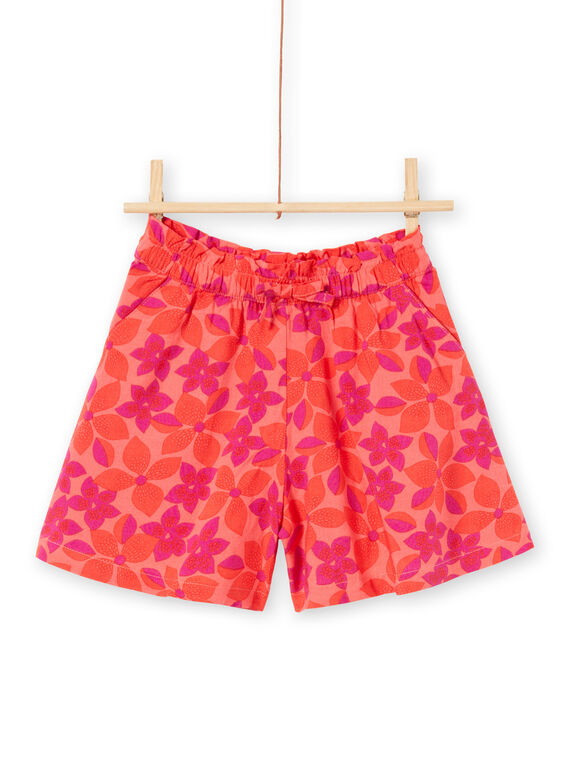 Koralle und lila Blumendruck Shorts LAVISHORT2 / 21S901U2SHO419