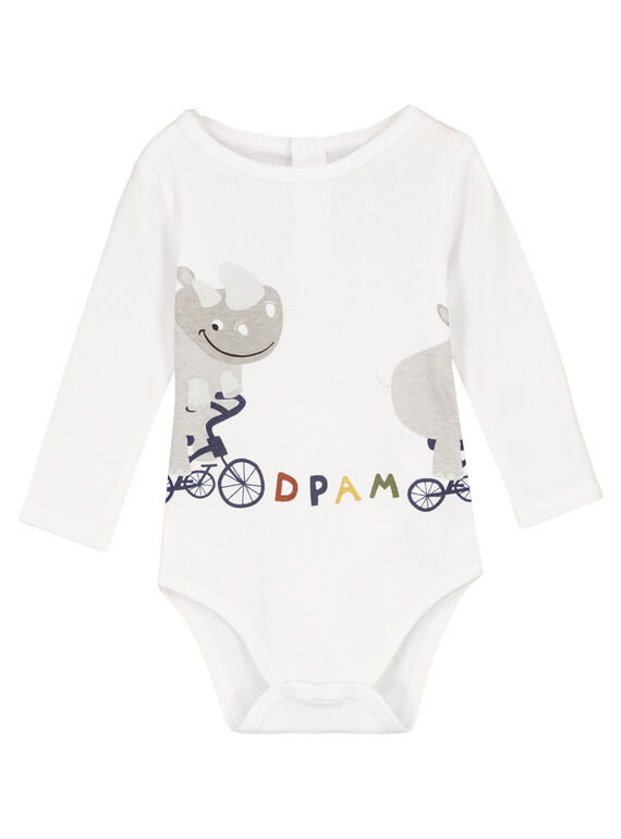Weißer langärmeliger Body gerippt für Babys Jungen GEGABODANI / 19WH14N4BDL000