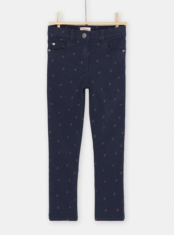 Marineblaue Jeans mit Herzaufdruck SAJOPANT1 / 23W901G2PAN070