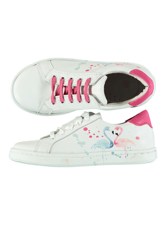 Sportschuh aus bedrucktem Leder für draußen Mädchen FFBASFLAM / 19SK3541D3F000