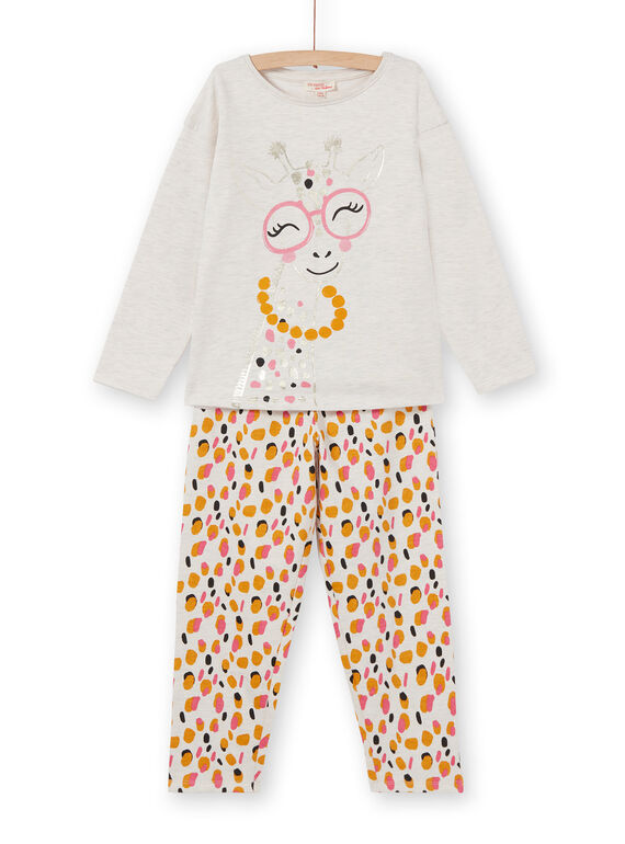Kinderschlafanzug für Mädchen aus gebürstetem Fleece mit Giraffenmuster LEFAPYJGIR / 21SH1113PYJ006