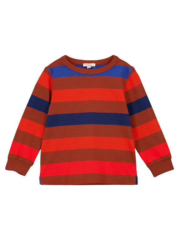 T-Shirt mit Multicolor-Streifen auf braunem Grund GOSANTEE1 / 19W902C4TML817