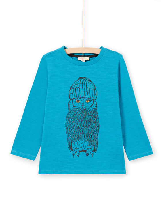 Baby Boy Türkis Langarm T-Shirt mit Eule Design MOJOTEE5 / 21W902N1TMLC211