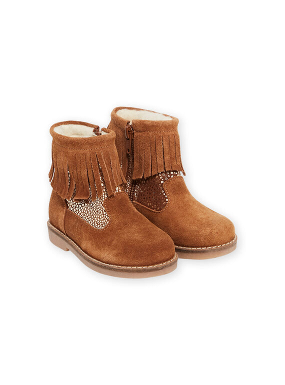 Kamelfarbene Fransenstiefel Kind Mädchen MABOOTFRANC / 21XK3581D0D804