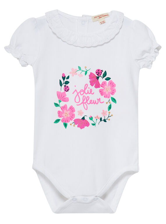 Weißer Baby-Body mit Spitzenkragen für Mädchen JIPOEBODY / 20SG09G1BOD000