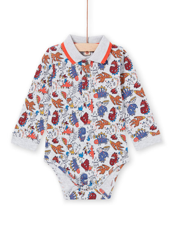 Langarm-Body für Baby-Jungen mit Kragen und Dinosaurier-Print MUPABOD / 21WG10H1BOD943