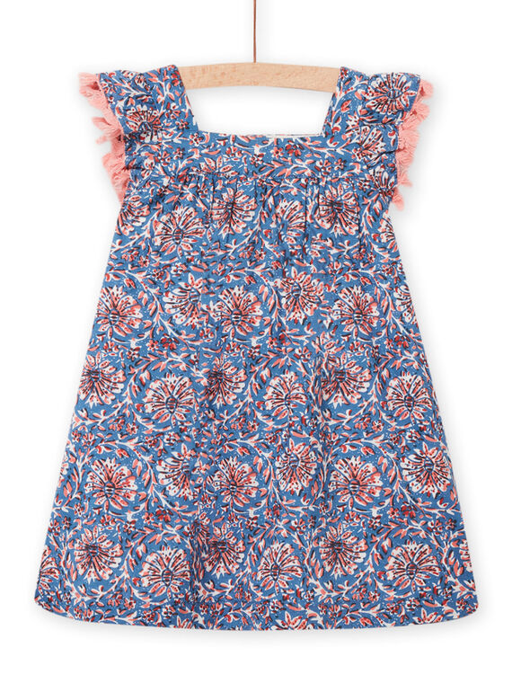 Baby Mädchen blaues Caprikleid mit Blumendruck NISANROB1 / 22SG09S2ROBC221