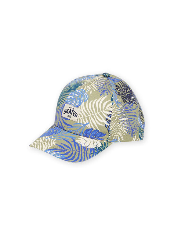 Khaki und blaue Mütze mit Blätterdruck RYOJOCHA3 / 23SI02B2CHA626