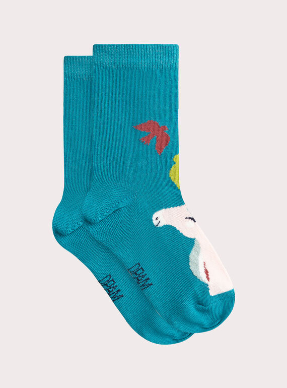 Türkis Socken mit Einhorn-Motiv für Mädchen  VYAVERCHO / 24WI01G4SOQ215
