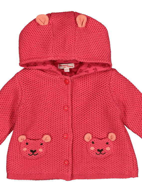 Baby-Strickjacke mit Kapuze für Mädchen FIBAVEST1 / 19SG09X1VES308