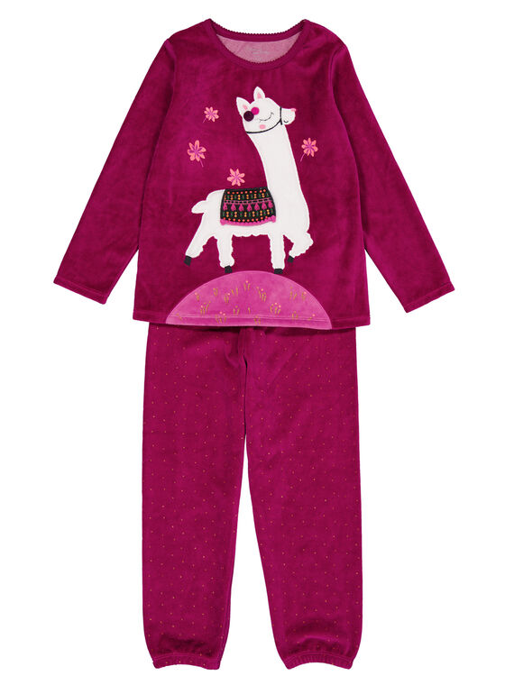 Dunkelvioletter Samtpyjama für Kinder Mädchen GEFAPYJLAM / 19WH11N3PYJ718
