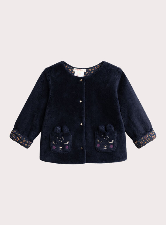 Reversible dunkelblaue Strickjacke für Baby Mädchen  VIKOCAR3 / 24WG0933CARC205