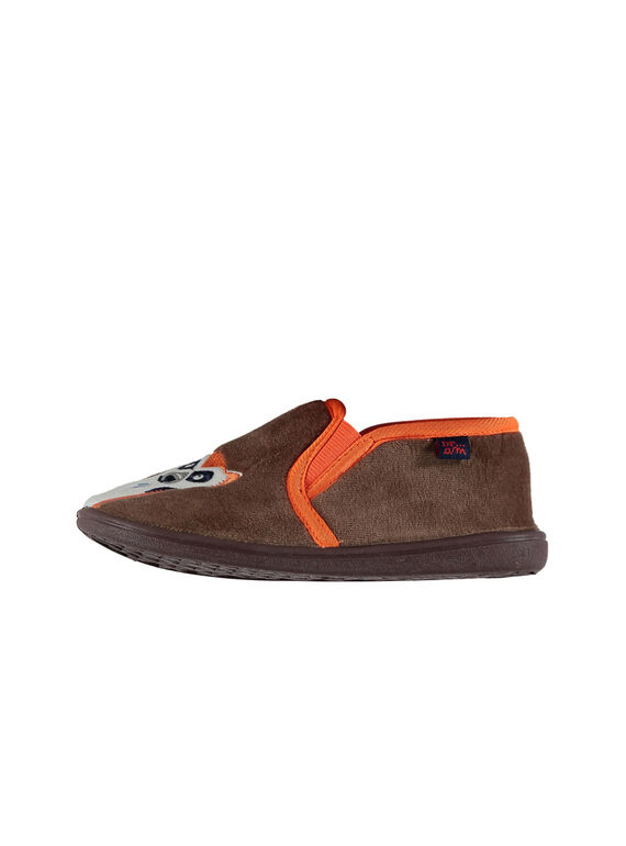 Graubraune Samtslipper Kind Junge GGSGLEMU / 19WK36Z1D0B803