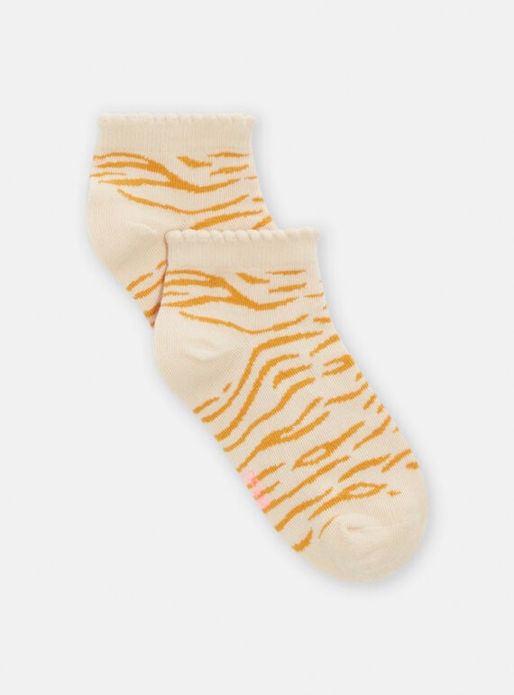 Socken in Ecru mit Zebramuster für Mädchen TYALICHO / 24SI01C2SOQ003